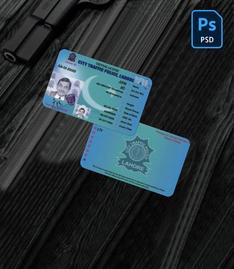 Pakistan City Traffic Police Lahore driving license PSD     (2005-2015) PSD -0